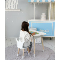 Столик облачко с откидной нишей 54х68х50 и стульчик корона 26.5х26х25, стол и стул в детский, белый
