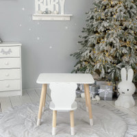 Стол прямоугольный 46х60х45 и стул медвежья 26.5х26х25, столик и стульчик в детскую, белый