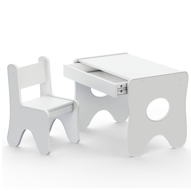 Набор детской мебели столик с ящиком и стульчик 70×45×51, стол и стул для детей, белый