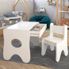 Набор детской мебели столик с ящиком и стульчик 70×45×51, стол и стул для детей, белый