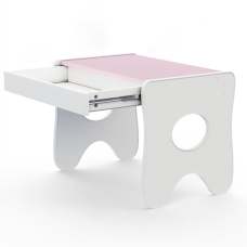Удобный столик в детскую комнату 70×45×51, детский игровой стол с ящиком, белый с розовым.