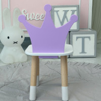 Дитячий стільчик корона 26.5х26х25см, стілець для дівчинки від 1 року, білий з фіолетовим