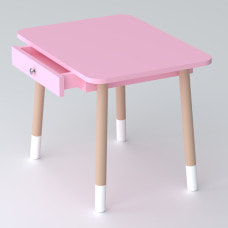 Детский столик с выдвижным ящиком 46х60х45, стол для девочки с нишей, розовый