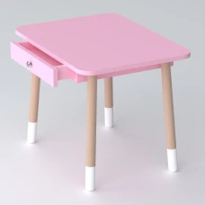 Детский столик с выдвижным ящиком 46х60х45, стол для девочки с нишей, розовый