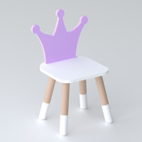 Дитячий стільчик корона 26.5х26х25см, стілець для дівчинки від 1 року, білий з фіолетовим