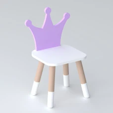 Дитячий стільчик корона 26.5х26х25см, стілець для дівчинки від 1 року, білий з фіолетовим