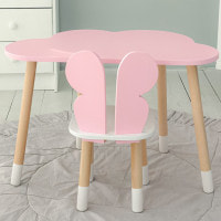 Стол облако 46х70х40 и стульчик бабочка 26.5х26х25, детский столик и стул для рисования/занятий, розовый с белым