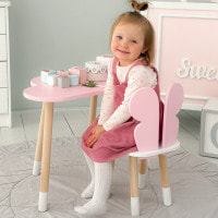 Стол облако 46х70х40 и стульчик бабочка 26.5х26х25, детский столик и стул для рисования/занятий, розовый с белым