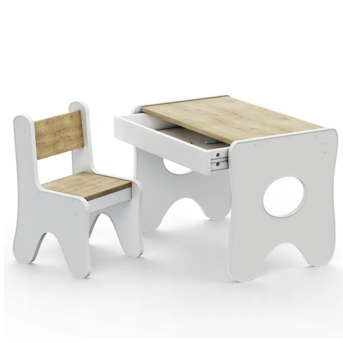 Комплект дитячих меблів столик та стільчик 70×45×51, стіл та стілець у дитячу білий з деревом