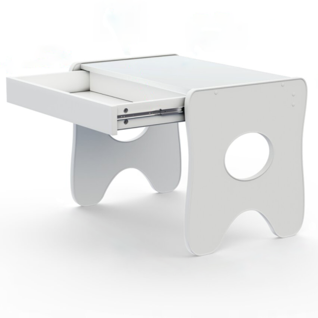 Удобный столик в детскую комнату 70×45×51, детский игровой стол с ящиком, белый