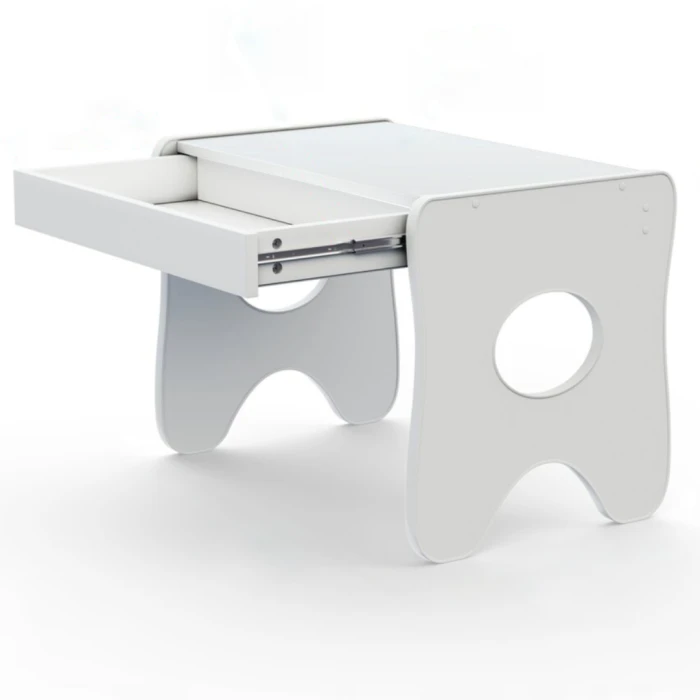 Зручний столик у дитячу кімнату 70×45×51, дитячий ігральний стіл із ящиком, білий