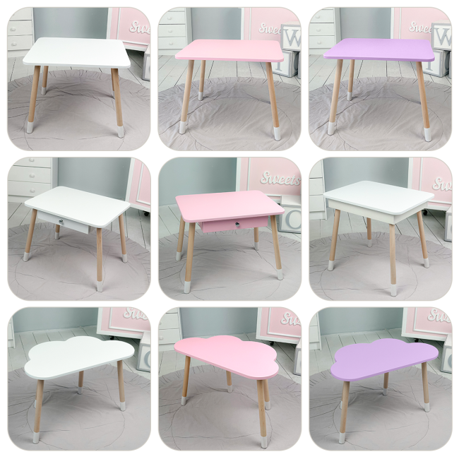 Детский столик с выдвижным ящиком 46х60х45, стол трюмо в детскую комнату, белый