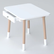 Детский столик с выдвижным ящиком 46х60х45, стол трюмо в детскую комнату, белый