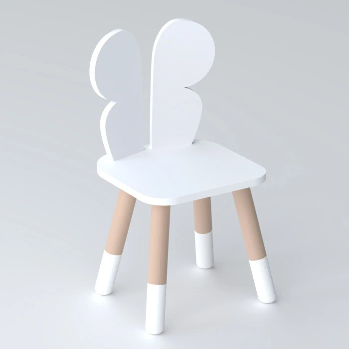 Дитячий стільчик метелик 26.5х26х25см, стілець у дитячу кімнату до 7 років, білий