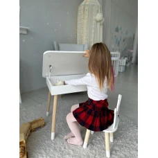 Столик с откидывающимся верхом 53х60х45 и стульчик корона 26.5х26х25, стол и стул для детей от 1 года, белый