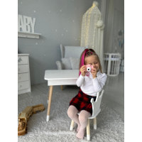 Столик с откидывающимся верхом 53х60х45 и стульчик корона 26.5х26х25, стол и стул для детей от 1 года, белый