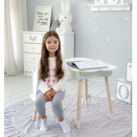 Столик хмаринка з нішею яка підіймається 54х68х50 і стільчик вушка зайчика 26.5х26х25, стіл та стілець в дитячу, білий