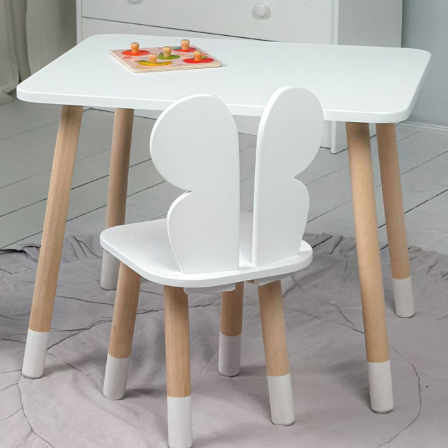 Детский стульчик бабочка 26.5х26х25см, стул в девичью комнату, белый с розовым