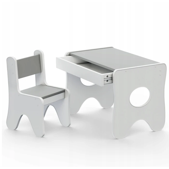 Комплект дитячих меблів столик та стільчик 70×45×51, стіл та стілець у дитячу, білий з сірим