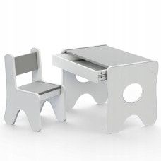 Столик и стульчик для ребенка 70×45×51, игровой детский стол и стул, белый с серым