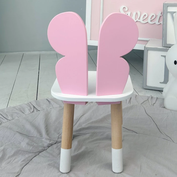 Дитячий стільчик метелик 26.5х26х25см, стілець у дівчачу кімнату, білий з рожевим