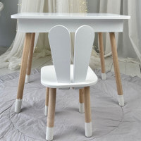 Детский деревянный столик с откидным верхом 53×60×45, стол с нишей в детскую, белый