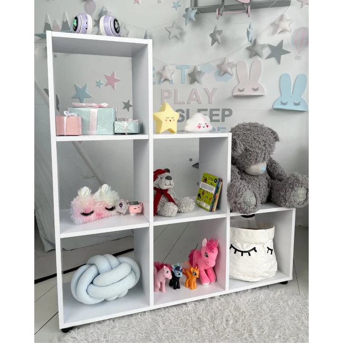 Дитячий стелаж-пірамідка в дитячу 105.5×104.7×29.2 см / полиця для зберігання іграшок та книг