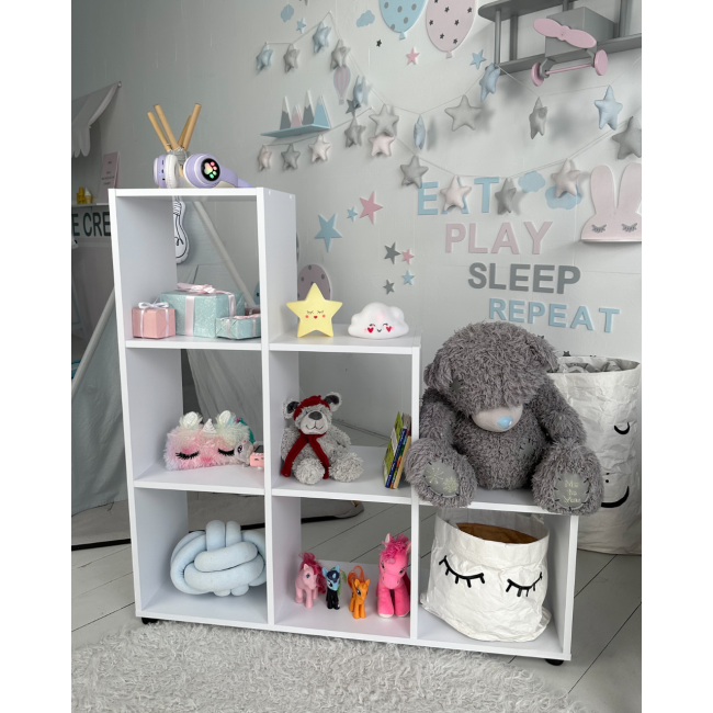 Детский стеллаж-пирамидка в детскую 105.5×104.7×29.2 см / полка для хранения игрушек и книг