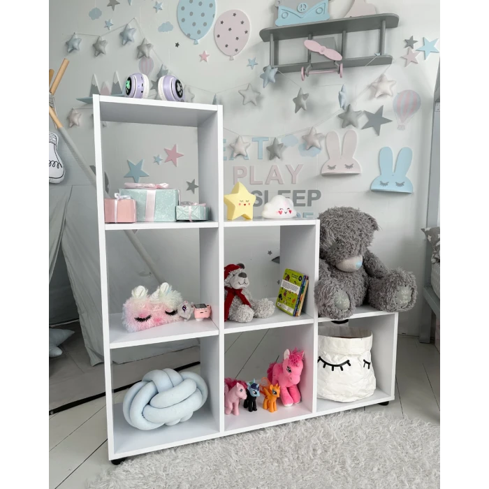 Дитячий стелаж-пірамідка в дитячу 105.5×104.7×29.2 см / полиця для зберігання іграшок та книг