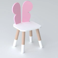 Дитячий стільчик метелик 26.5х26х25см, стілець у дівчачу кімнату, білий з рожевим