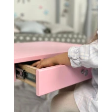 Стіл прямокутний з шухлядою 46х60х45 і стілець медвежа 26.5х26х25, столик та стільчик для дитячої кімнати, рожевий з білим