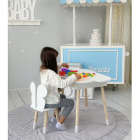 Столик облачко с нишей для вещей 54х68х50 и стульчик спинка в форме бабочки 26.5х26х25, стол и стул в детскую комнату, белый