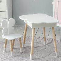 Столик облачко с нишей для вещей 54х68х50 и стульчик спинка в форме бабочки 26.5х26х25, стол и стул в детскую комнату, белый