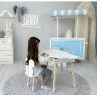 Столик облачко с нишей для вещей 54х68х50 и стульчик спинка в форме бабочки 26.5х26х25, стол и стул в детскую комнату, белый