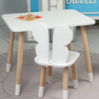 Стол прямоугольный 46х60х45 и стул бабочка 26.5х26х25, столик и стульчик для девочки до 7 лет, белый
