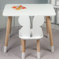 Стол прямоугольный 46х60х45 и стул бабочка 26.5х26х25, столик и стульчик для девочки до 7 лет, белый
