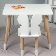 Стол прямоугольный 46х60х45 и стул бабочка 26.5х26х25, столик и стульчик для девочки до 7 лет, белый