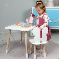 Стол прямоугольный 46х60х45 и стул бабочка 26.5х26х25, столик и стульчик для девочки до 7 лет, белый