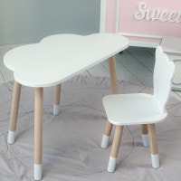 Столик облачко 46х70х40 и стульчик медведик 26.5х26х25, стол и стул в детский, белый