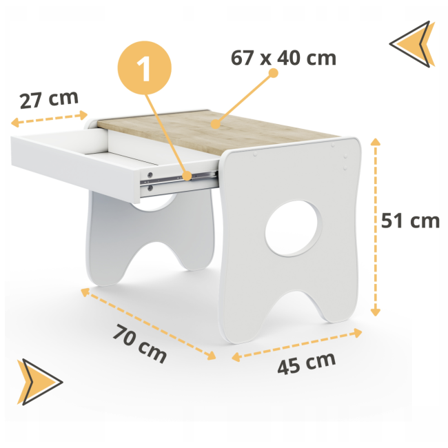 Комплект детской мебели столик и стульчик 70×45×51, стол и стул в детскую, белый с голубым
