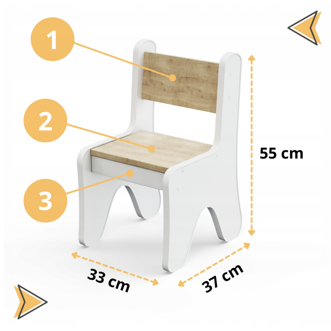 Стульчик для детской 55×37×33 детский удобный стул для игр, белый с голубым