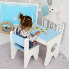 Комплект детской мебели столик и стульчик 70×45×51, стол и стул в детскую, белый с голубым