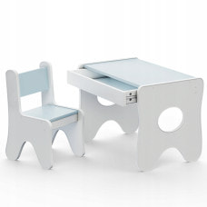 Столик и стульчик для ребенка 70×45×51, игровой детский стол и стул, белый с голубым