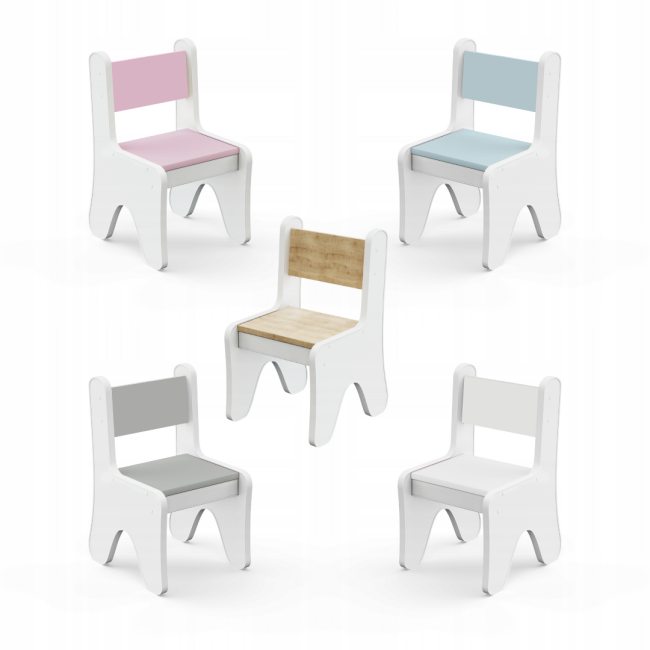 Стульчик для детской 55×37×33 детский удобный стул для игр, белый с голубым