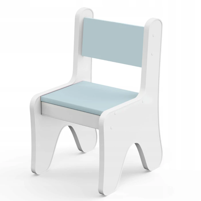 Стільчик для дитячої кімнати 55×37×33 дитячий зручний стілець для ігор, білий з блакитним