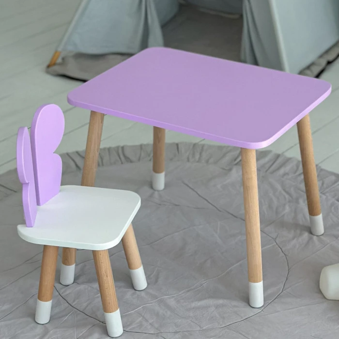 Дитячий стільчик метелик 26.5х26х25см, стілець у дитячу кімнату до 7 років, білий з фіолетовим