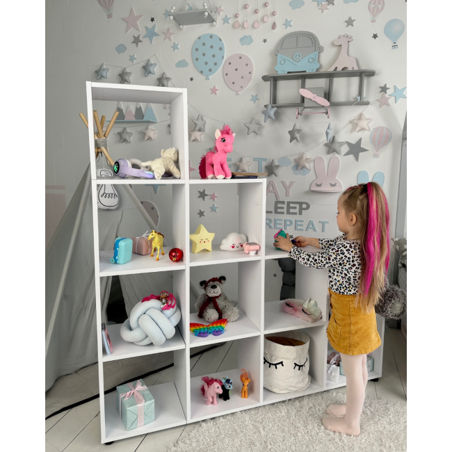 Детский стеллаж пирамидка 139.6×140.7×29.2 см для ребенка / полка для игрушек и книг в детскую комнату