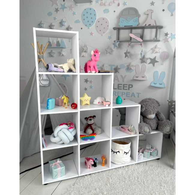 Детский стеллаж пирамидка 139.6×140.7×29.2 см для ребенка / полка для игрушек и книг в детскую комнату