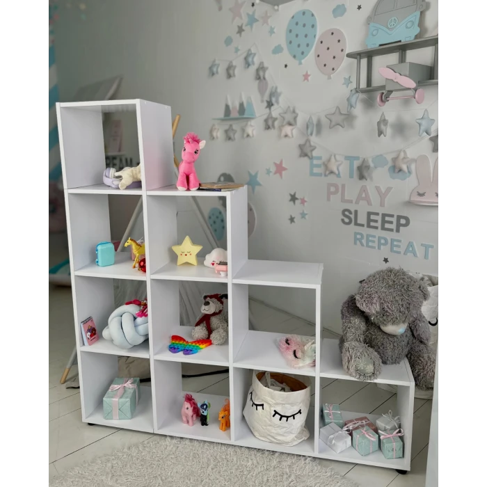 Дитячий стелаж пірамідка 139.6×140.7×29.2 см в для дитини / полиця для іграшок і книг у дитячу кімнату