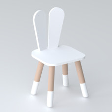 Детский стульчик ушка зайчика 26.5х26х25 см, стул в детскую комнату до 7 лет, белый